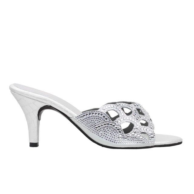 Silver 3" Classy Flared Heels