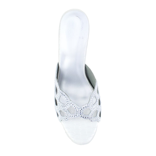 Silver 3in Flared Heel Classy Sandals | S406H-S