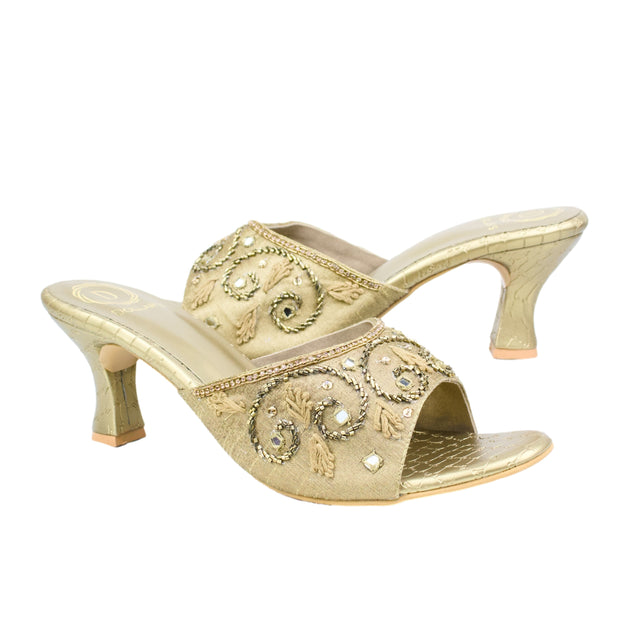 Bronze 3in Flared Heel Traditional Sandals | S407H-BRZ