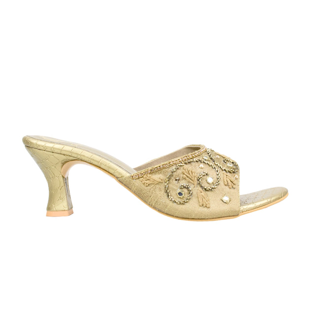 Bronze 3in Flared Heel Traditional Sandals | S407H-BRZ