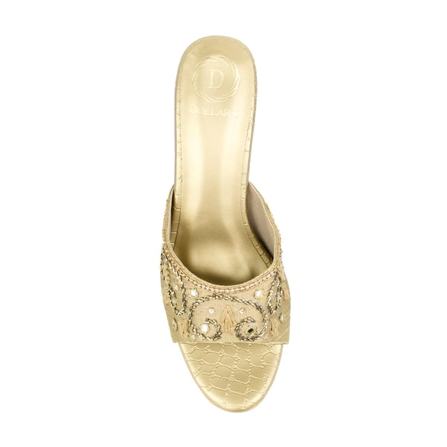Bronze 3in Flared Heel Traditional Sandals | S407H-BRZ