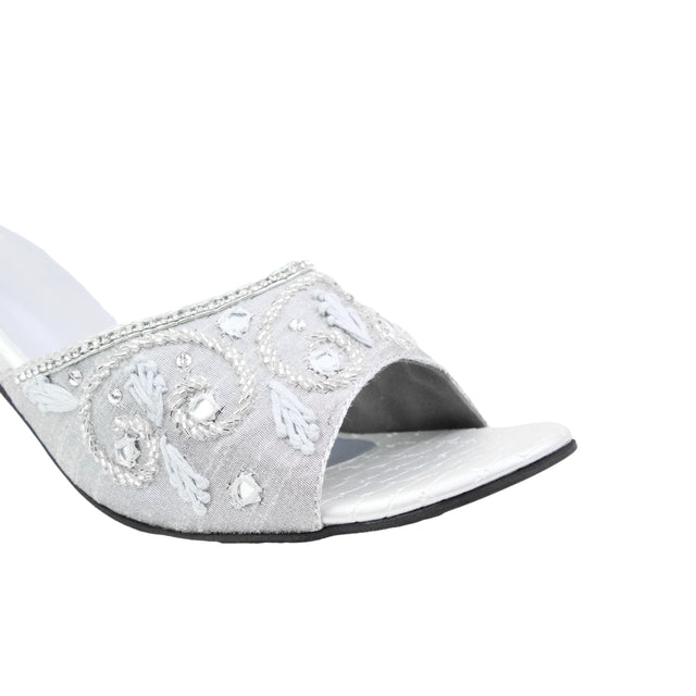 Silver 3in Flared Heel Traditional Sandals | S407H-S