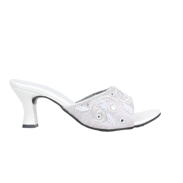Silver 3in Flared Heel Traditional Sandals | S407H-S