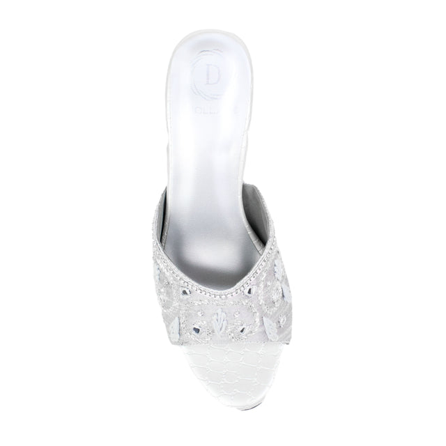 Silver 3in Flared Heel Traditional Sandals | S407H-S