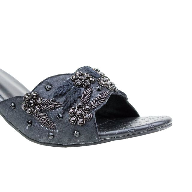 Black 3in Flared Heel Handcrafted Sandals | S408H-B