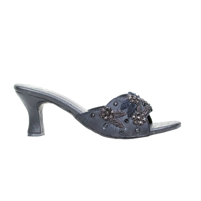 Black 3in Flared Heel Handcrafted Sandals | S408H-B