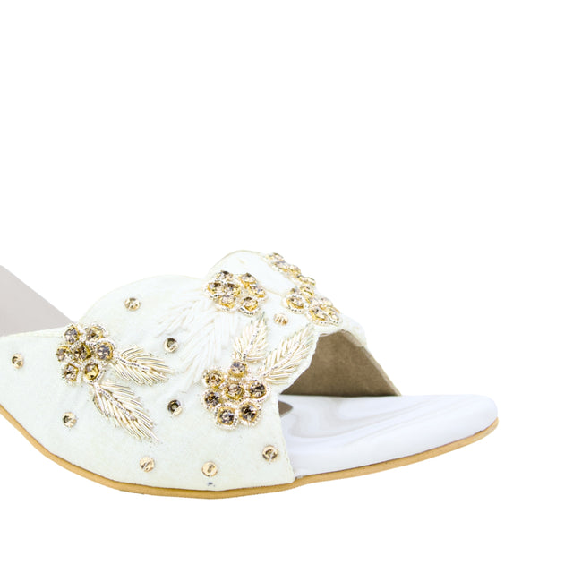 Cream 3in Flared Heel Handcrafted Sandals | S408H-C