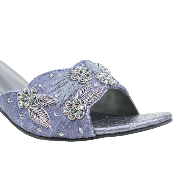 Grey 3in Flared Heel Handcrafted Sandals | S408H-GR