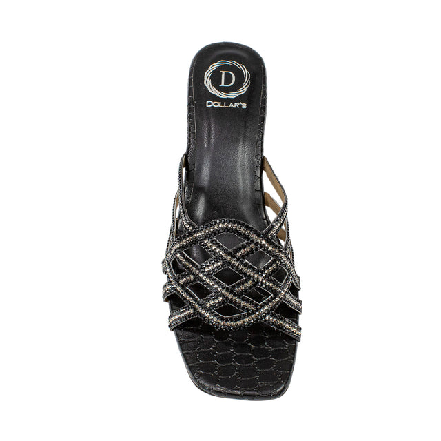 Fiona Handmade Black 2 Tone Block Heel Sandals