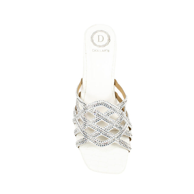 Fiona Vibrant White Two Tone Block Heel Sandals