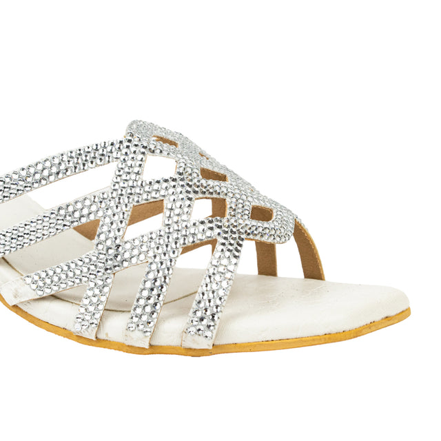 Fiona Bold White Block Heel Sandals