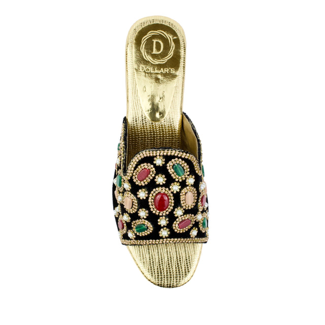 Regal Gold Block Heel Sandals