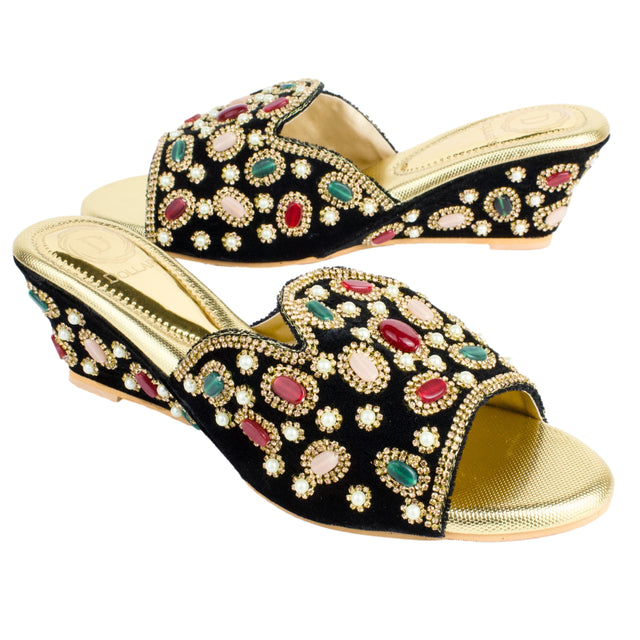 Handcrafted Gold Wedge Sandals