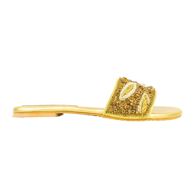 Chic Gold Flat Slippers