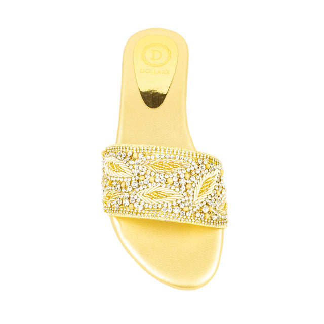 Luxe Light Gold Flat Slippers