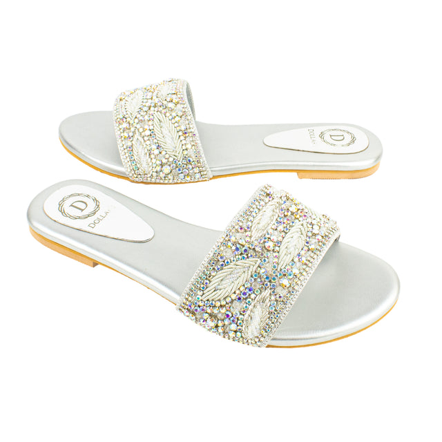Minimalist Glitter Silver Flat Slippers