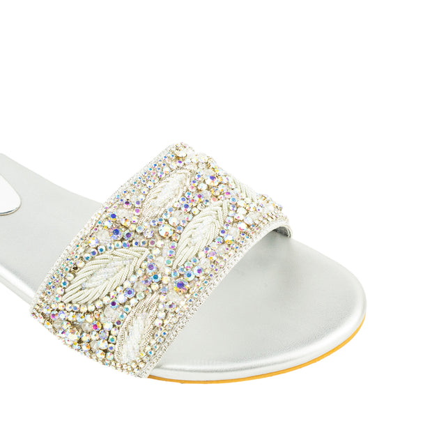 Minimalist Glitter Silver Flat Slippers