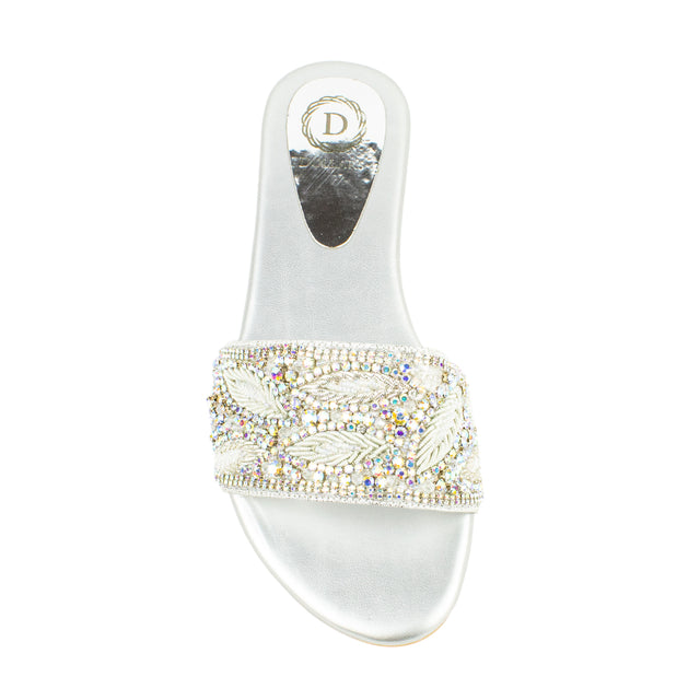 Minimalist Glitter Silver Flat Slippers