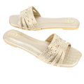 Nude Flat Crystal Encrusted Slip Ons | S84F-N