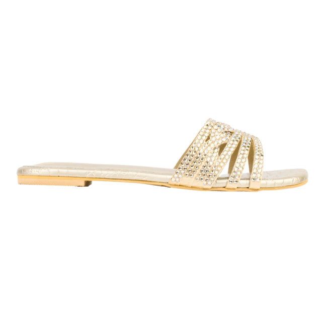 Nude Flat Crystal Encrusted Slip Ons | S84F-N