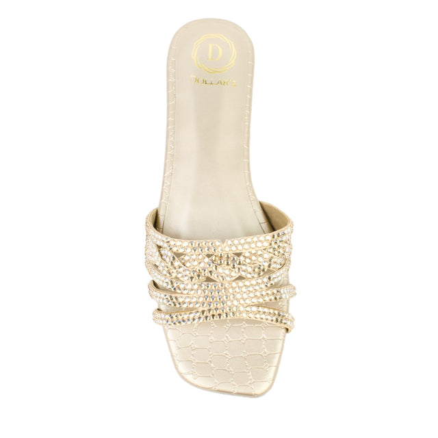Nude Flat Crystal Encrusted Slip Ons | S84F-N
