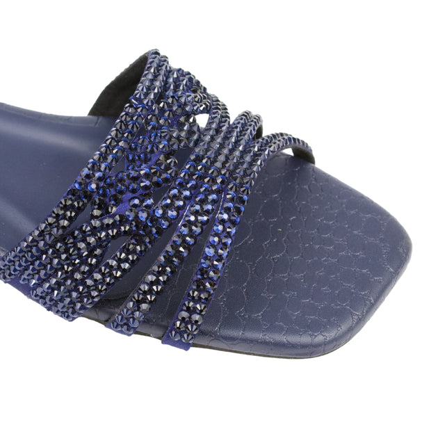 Navy Blue Flat Handcrafted Slippers | S84F-NVY