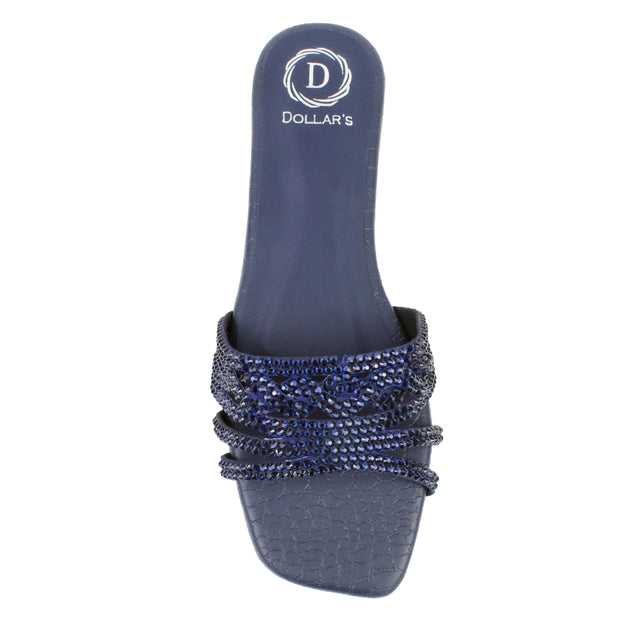 Navy Blue Flat Handcrafted Slippers | S84F-NVY