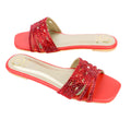 Red Flat Crystal Encrusted Slides | S84F-RED