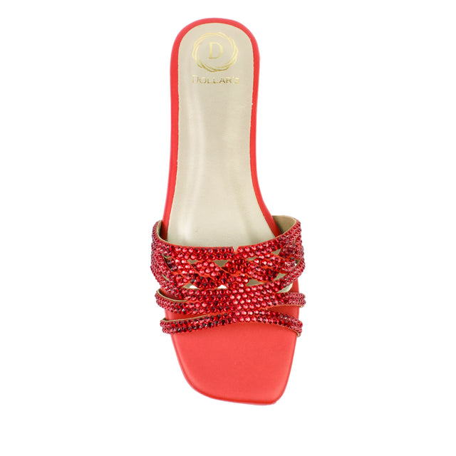 Red Flat Crystal Encrusted Slides | S84F-RED