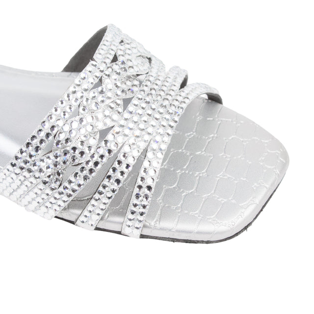 Silver Flat Handcrafted Slippers | S84F-S