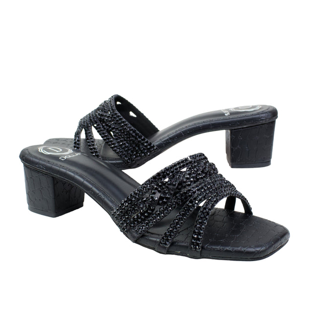 Salwa Black 2in Block Heel Handcrafted Sandals | S84H-B