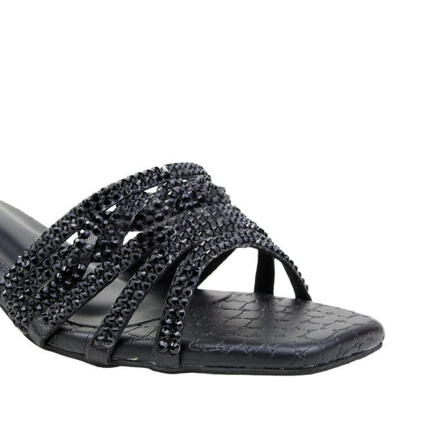 Salwa Black 2in Block Heel Handcrafted Sandals | S84H-B