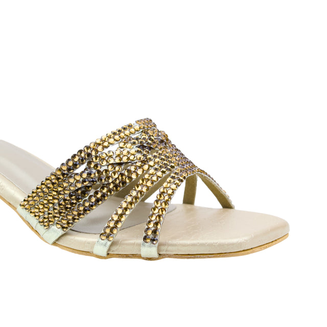 Salwa Gold 2in Block Heel Handcrafted Sandals | S84H-G