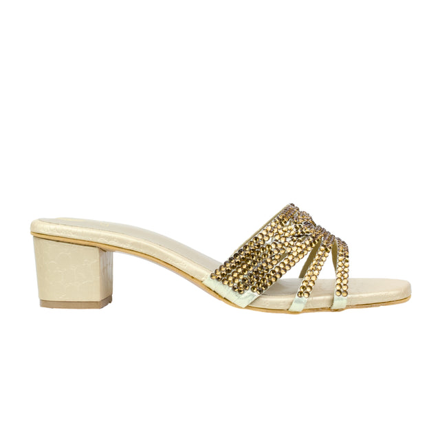 Salwa Gold 2in Block Heel Handcrafted Sandals | S84H-G
