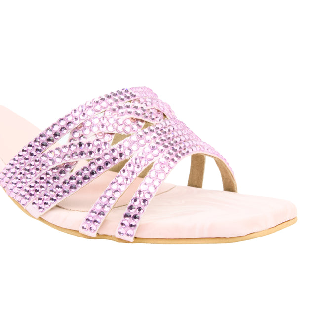 Pastel 2in Heel Crystal Encrusted Mule Sandals | S84H-BP