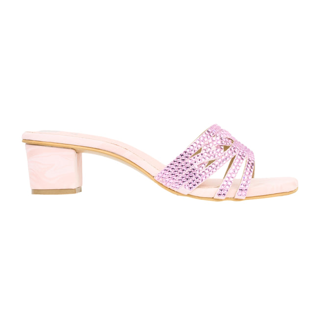 Pastel 2in Heel Crystal Encrusted Mule Sandals | S84H-BP