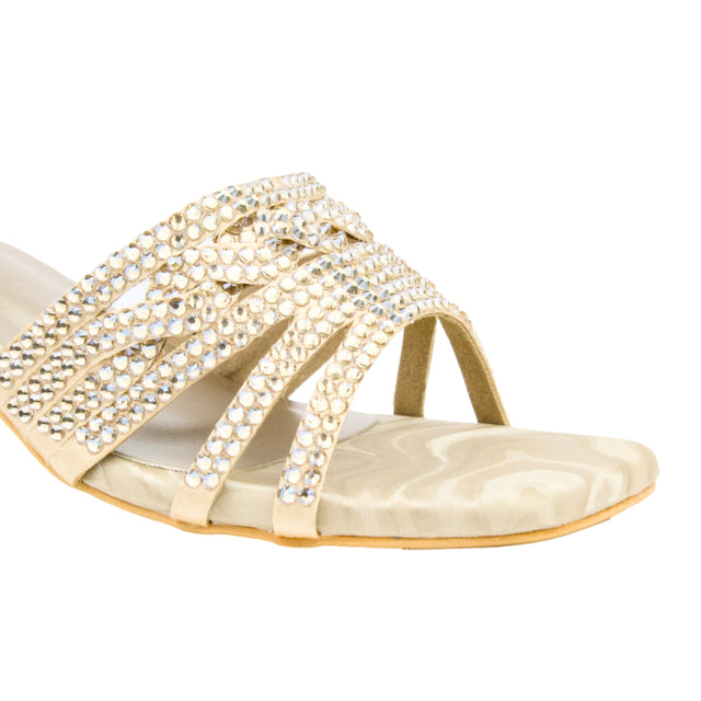 Nude 2in Heel Crystal Encrusted Mule Sandals | S84H-N