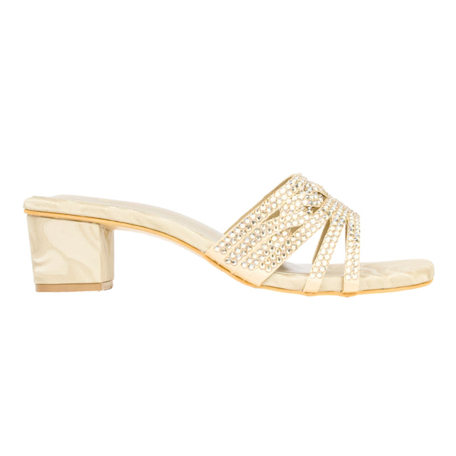 Nude 2in Heel Crystal Encrusted Mule Sandals | S84H-N