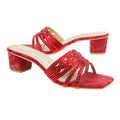 Red 2in Block Heel Handcrafted Sandals | S84H-RED