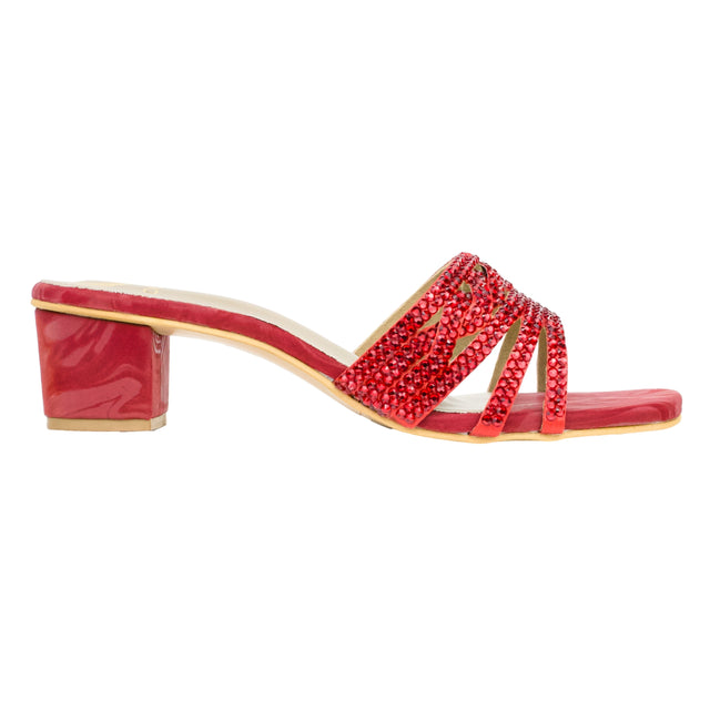 Red 2in Block Heel Handcrafted Sandals | S84H-RED