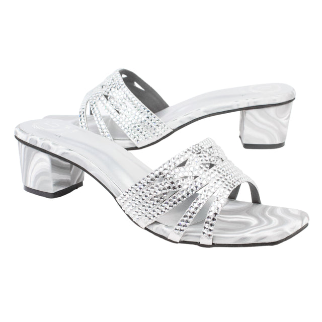Silver 2in Block Heel Handcrafted Sandals | S84H-S