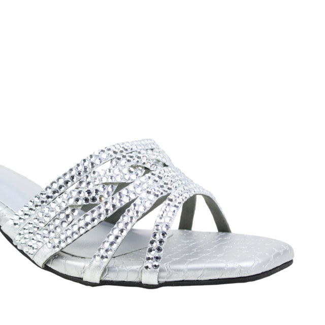 Salwa Silver 2in Block Heel Handcrafted Sandals | S84H-S