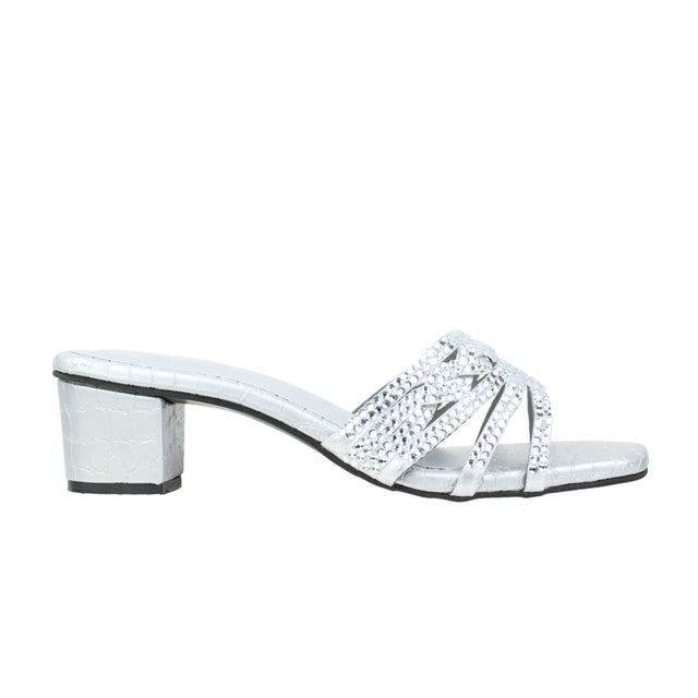 Salwa Silver 2in Block Heel Handcrafted Sandals | S84H-S