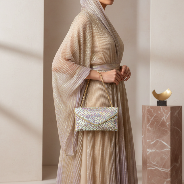 Handcrafted Gold Rainbow Beaded Chain Handbags