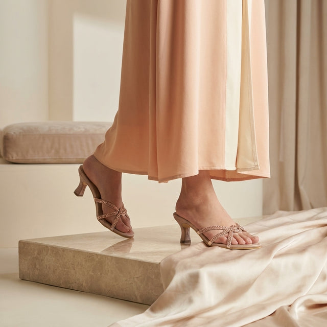 Amal Peachy 3in Flared Heel Comfortable Mule Sandals | S132H-PCH