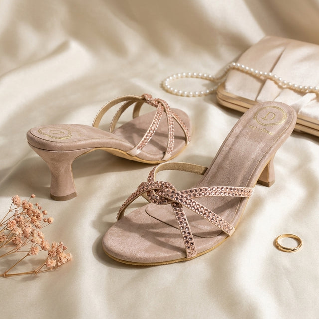 Amal Peachy 3in Flared Heel Comfortable Mule Sandals | S132H-PCH