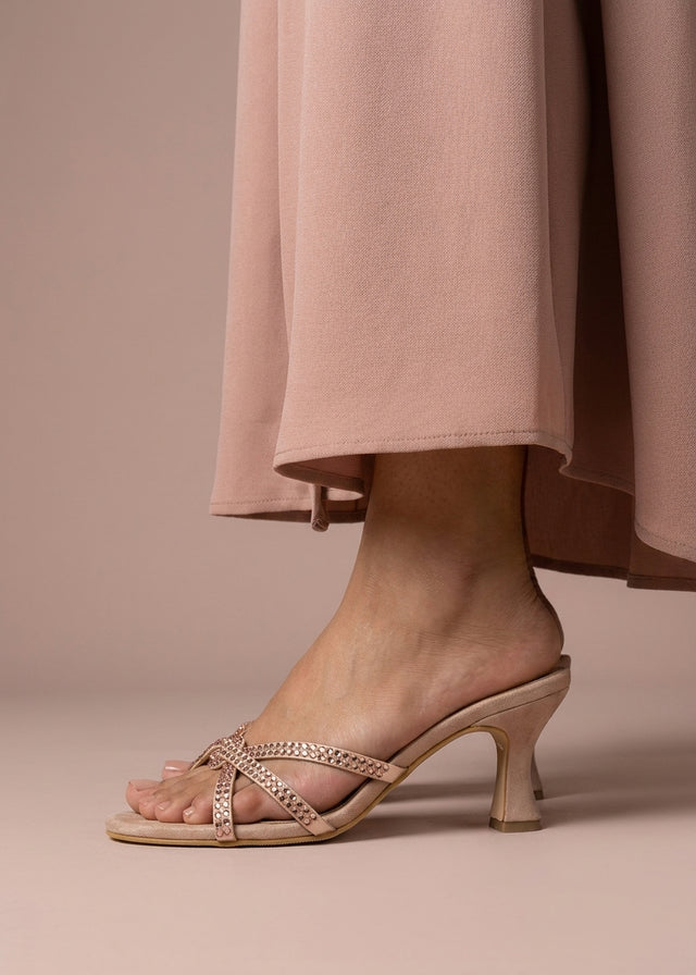 Amal Peachy 3in Flared Heel Comfortable Mule Sandals | S132H-PCH