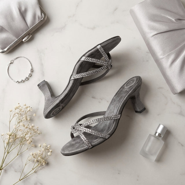 Amal Smoke 3in Flared Heel Comfortable Mule Sandals | S132H-SMK