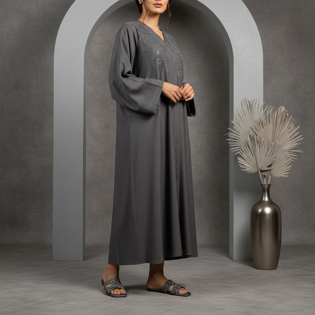 Aliyah Grey Flat Artisan-Made Slippers | S156F-GR