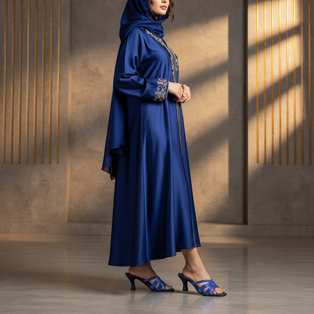 Navy Blue 3in Flared Heel Handcrafted Sandals | S164H-NVY